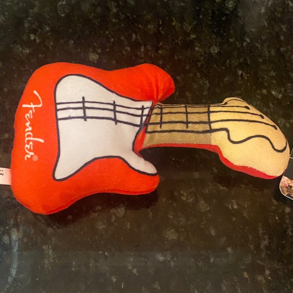Fender Red and Cream Guitar Plush Squeak Dog Toy